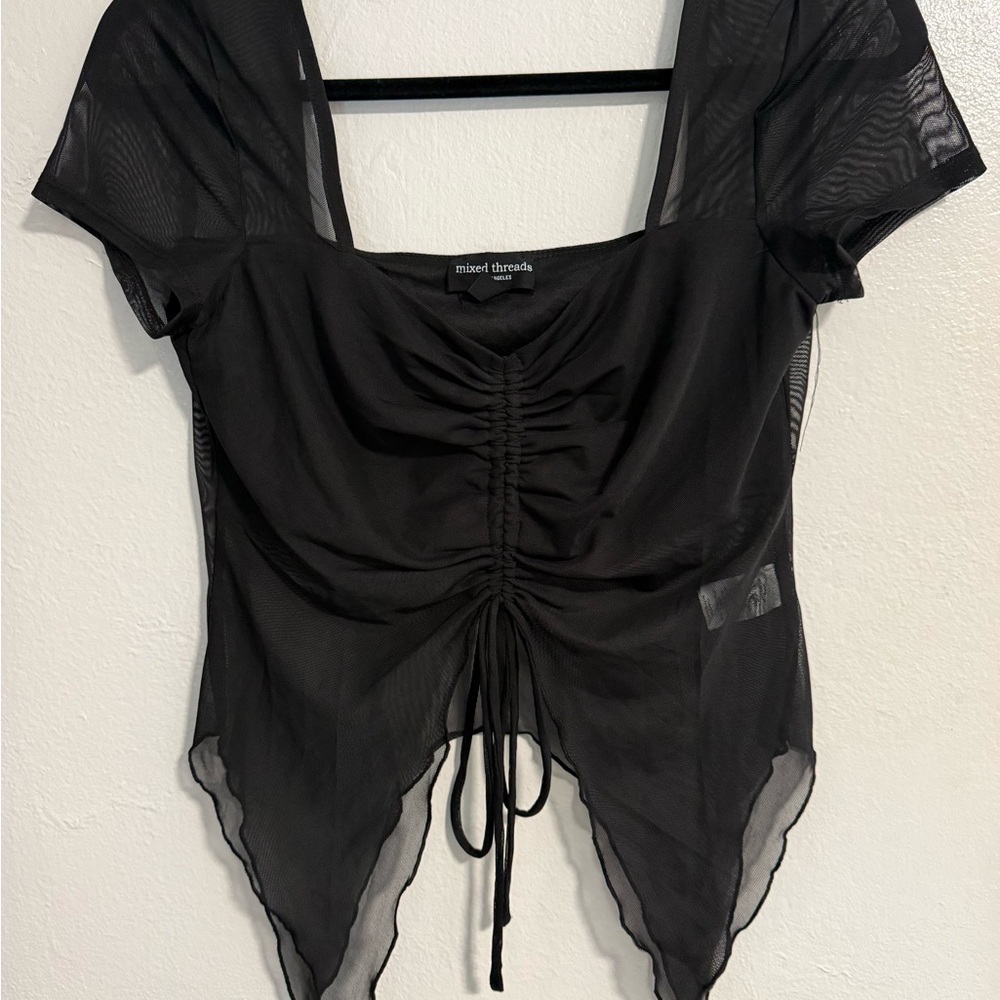 Black Ruched Blouse